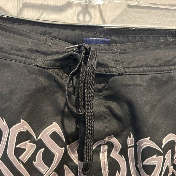 Vintage Y2k Big Dog Mens Board Shorts‎ Flames Black Size Large Baggy - Picture 5 of 10